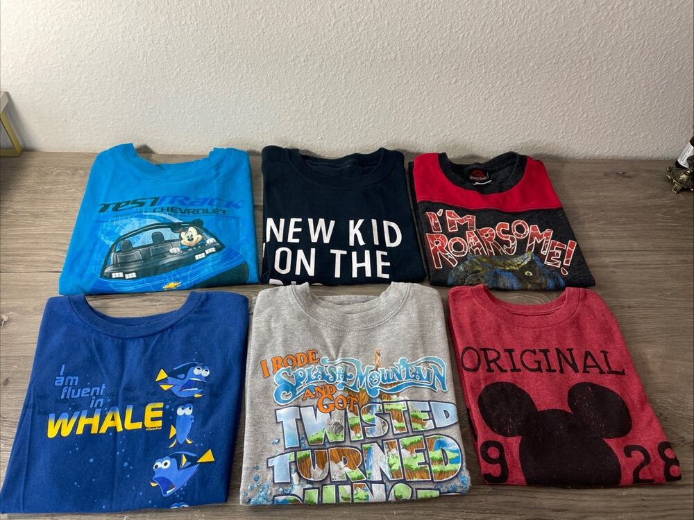 Disney Parks Boys Shirt Lot Size 5 6 7 Splash Mountain Test Track Mickey 6pc